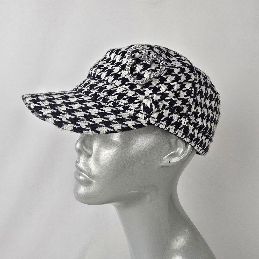 Disney Parks Houndstooth Micky Mouse Rhinestone Detail Cabbie Hat
